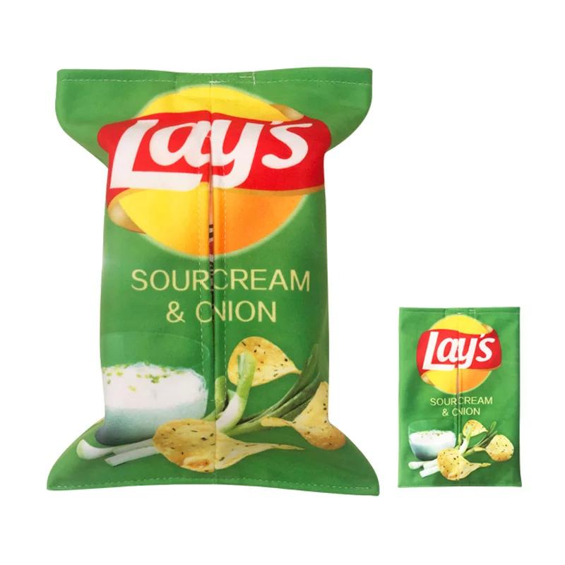 Creative Potato Chip Packaging Bag Style Tissue Box Living Room Facial Tissue Bags Car Cute Paper Box Household Napkin Paper Box
