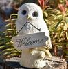 Kishima Owl Welcome 10cm Wide x 10cm Deep x Board, White, 16.5cm High, KH-61095