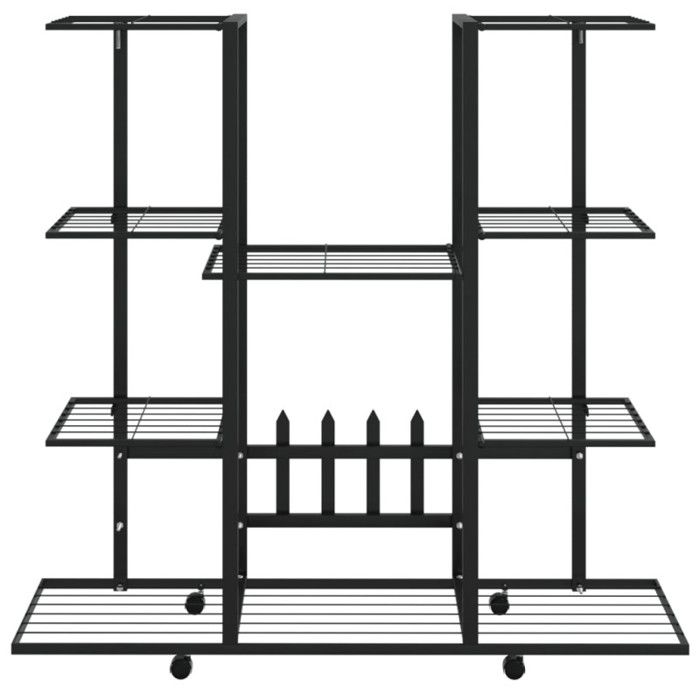 343121 vidaXL Jardinière avec roues 94,5x24,5x91,5 cm Noir Fer