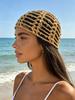 1pc Bohemian Style Solid Color Hollow Sequin Knit Beanie Hat