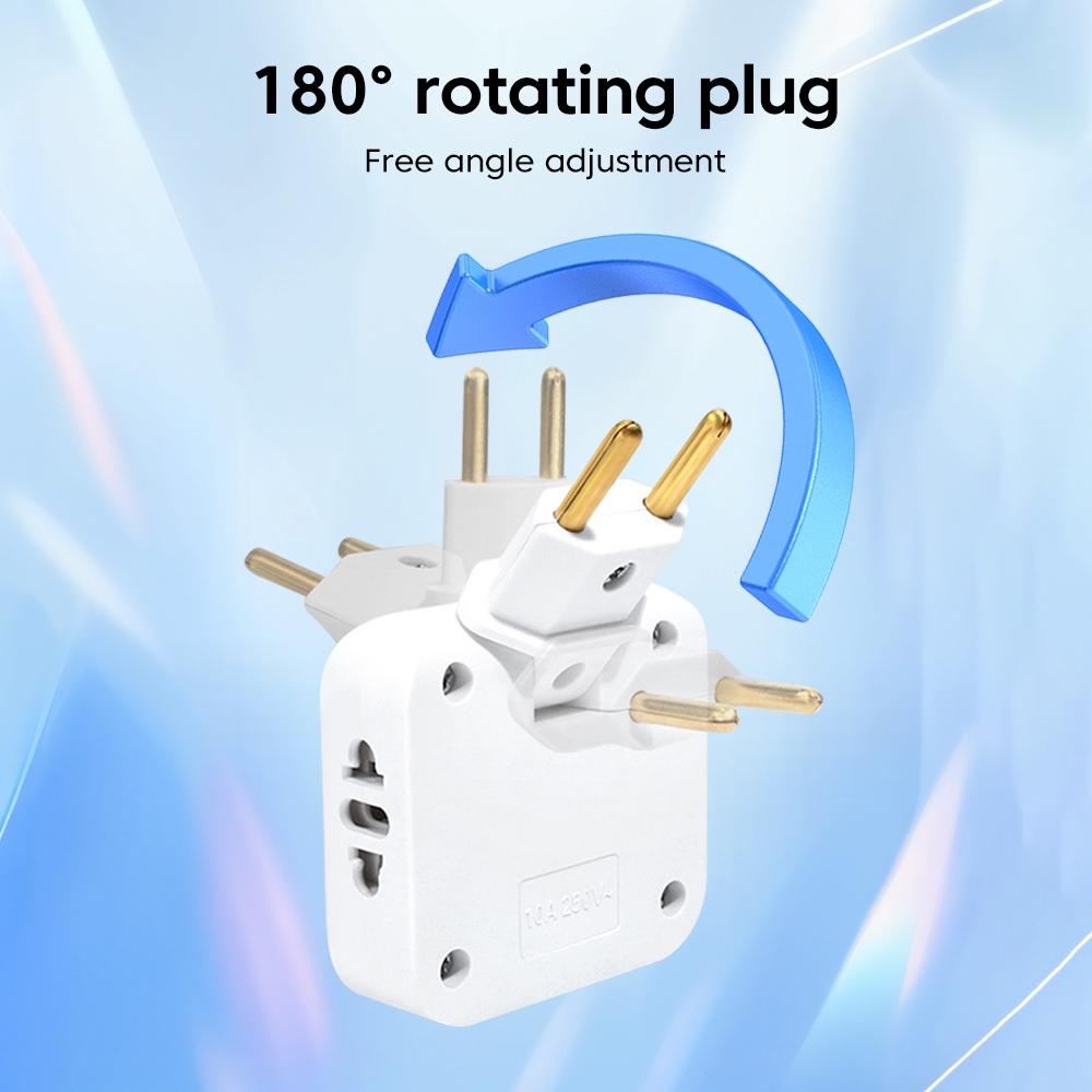 180 Degree Rotatable Socket 3-in-1 EU Plug Converter Travel EU Extension Plug Multi-Plug Slim Wireless Outlet Adapter Sockets