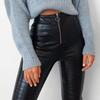 Elegant High Waist Faux Leather Pants Women Pencil Skinny Pants Office Ladies Trousers Casual Slim Black