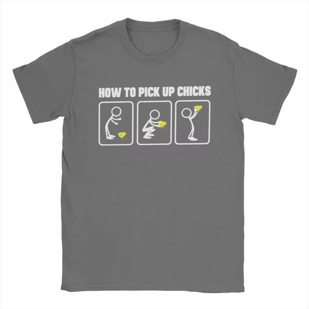 Men T-Shirt How To Pick Up Chicks Novelty 100% Cotton Tees Short Sleeve T Shirt Crew Neck Clothing Printed
