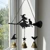 Rust Resistant Halloween Wind Chime Vintage Garden Patio Decor Witch Broom Wind Chime  Courtyard