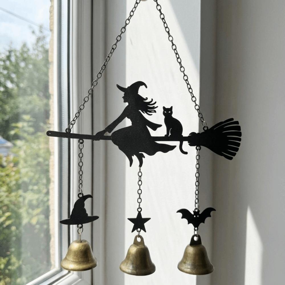 Rust Resistant Halloween Wind Chime Vintage Garden Patio Decor Witch Broom Wind Chime Courtyard