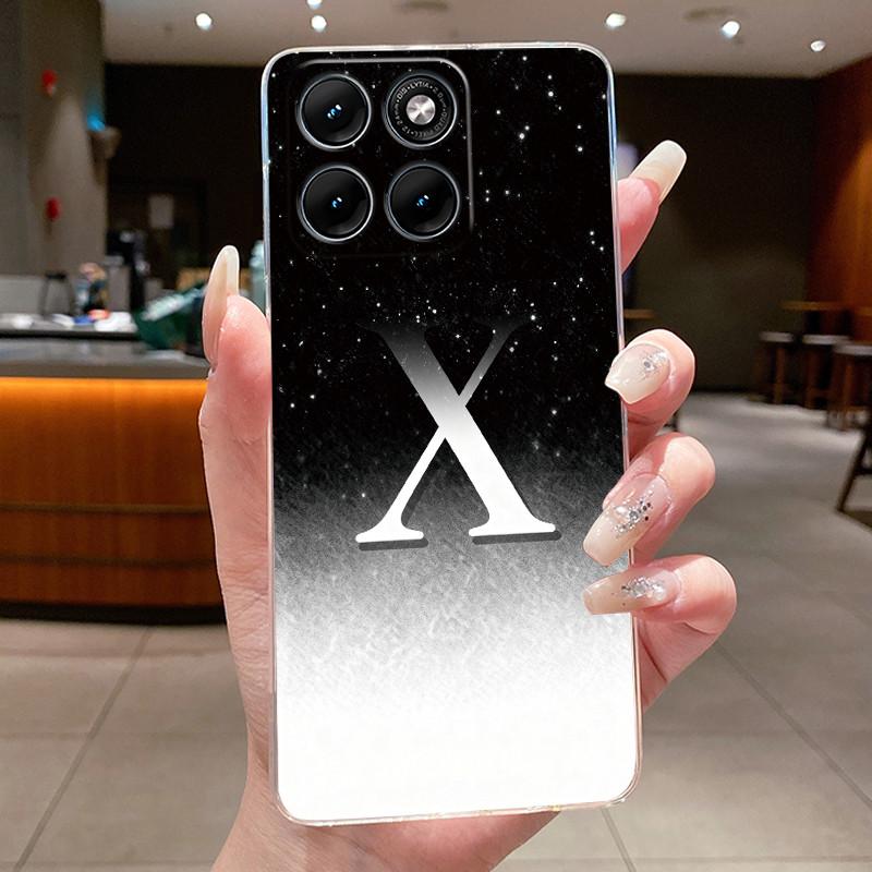 Anti-scratch Phone Case For Motorola Edge 70 Fusion Jelly Clear TPU Soft Casing Fashionable Lucky Letter Flower Couple Shell