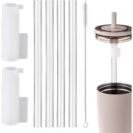 Tumbler Straw Set for Brümate Era 40oz Tumbler, Include 2pcs Tumbler Straw Cover Cap 4pcs Reble Tumbler Straw Replacement 1pcs Straw Cleaner Brush