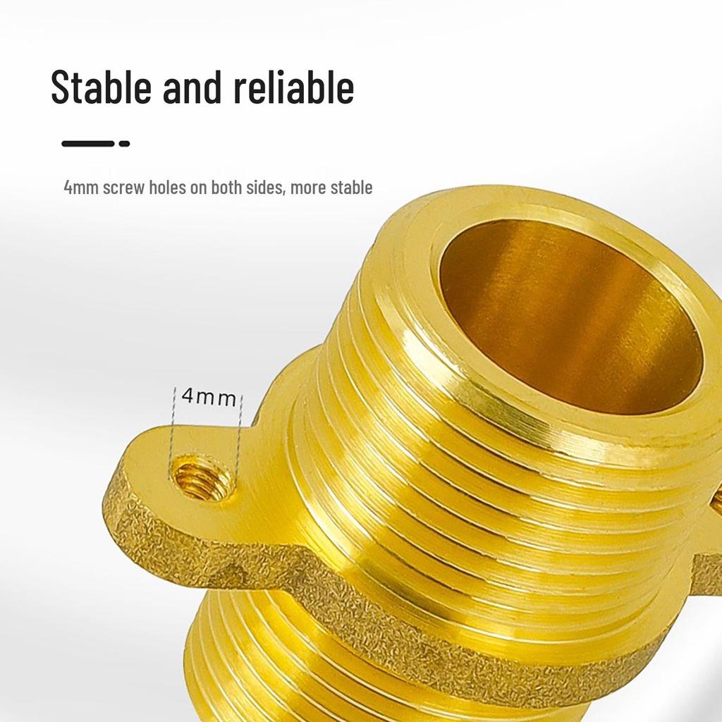 All-Copper Threaded Water Pipe Fittings: 6-Point External, 4-Point Internal with Fixing Base, 90-Degree Elbow, Wall Surface Mount.