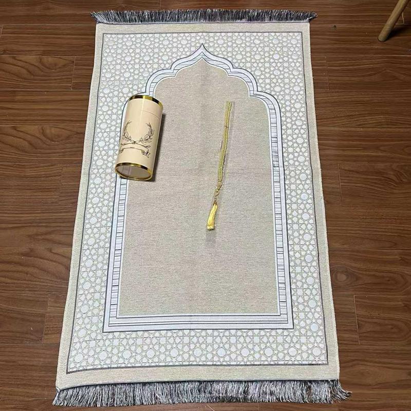 Islamic Prayer Mat Set Prayer Rug with Rosary Bead Storage Tube Travel Worship Blanket Outdoor Muslim Pray Mat Ramadan Gifts New