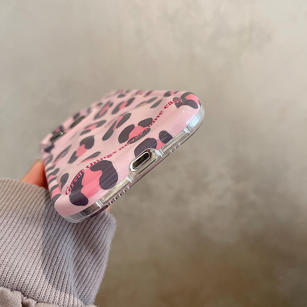 3d Meteorite Pink Leopard Pattern Cute Shockproof Phone Case For Iphone 14 11 12 13 Pro Max Fashion Soft Silicone Back Cover