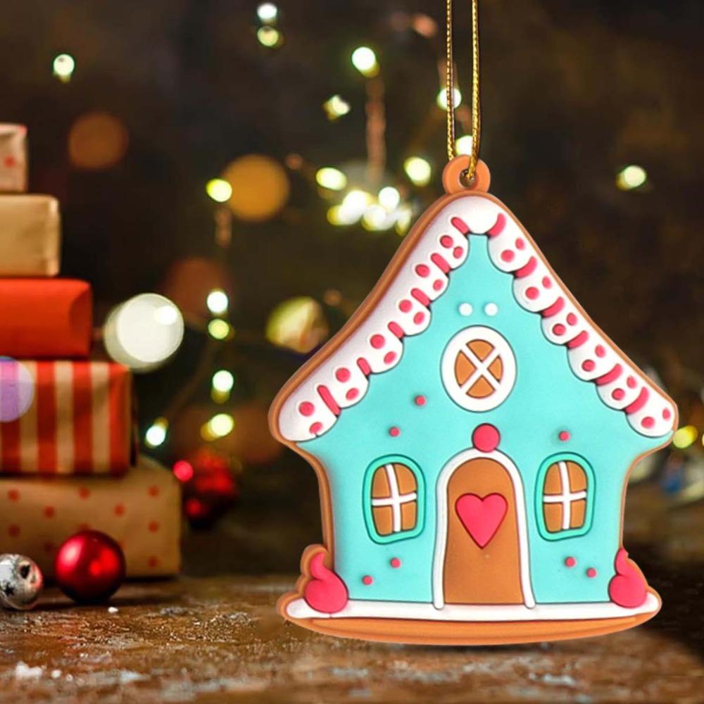 8/16Pcs Candy Color Christmas Gingerbread House Pendant Cabin Hanging Decoration  Navidad
