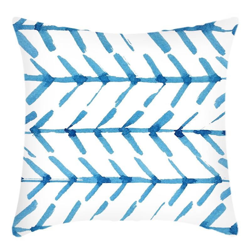 New Light Luxury Series Blue Natural Printed Pillow Home Sofa Cushion Cover