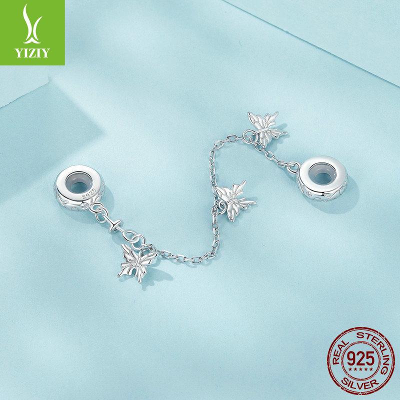 Butterfly Silicone Positioning Safety Chain Accessories, Fresh And Elegant S925 Sterling Silver Bracelet Beaded