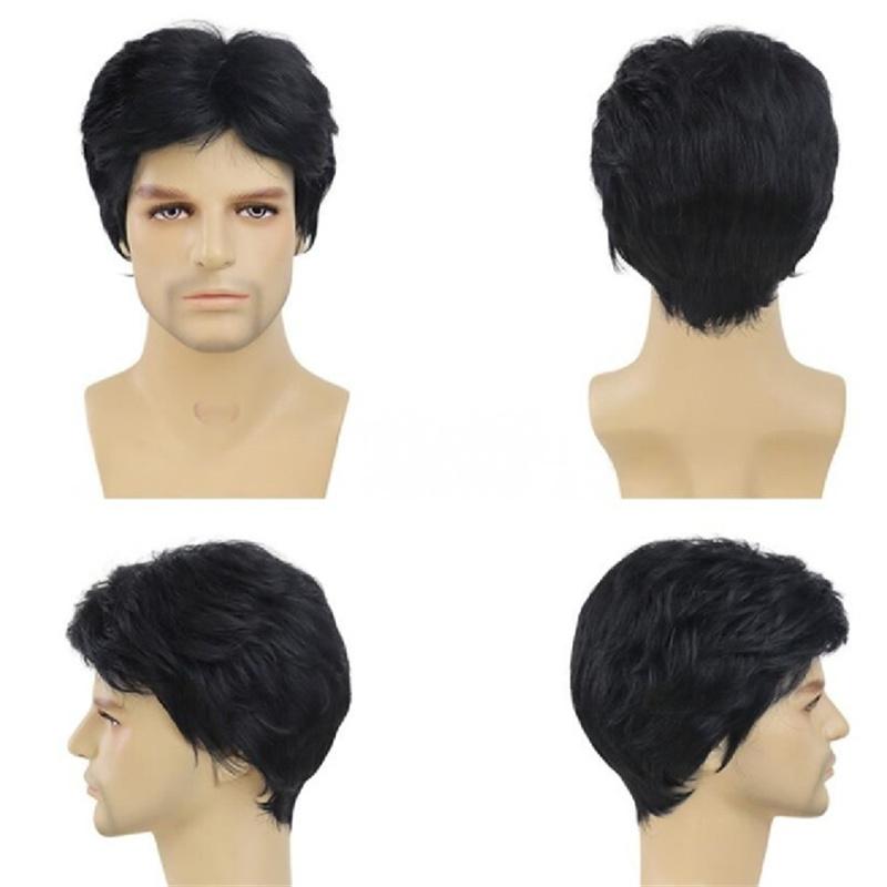 

Синтетические мужские парики Темно-коричневый Короткий Прямой Парик для Мужчин Косплей Костюм на Хэллоуин Рождество Натуральный Стиль Париков