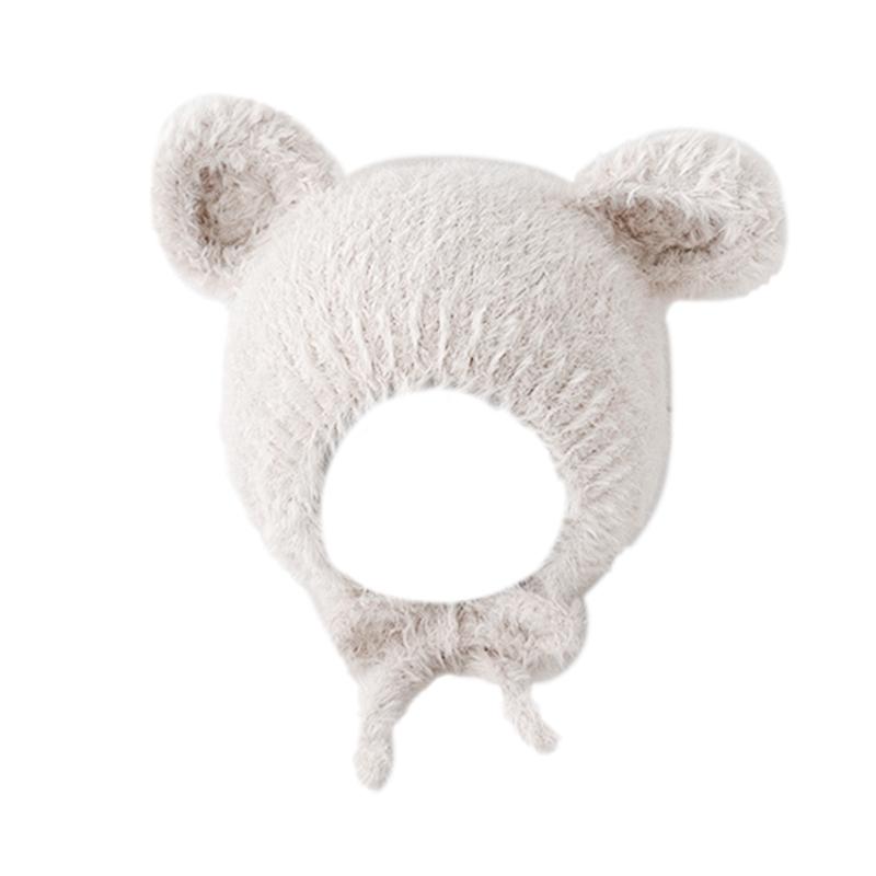 

Cute Bear Earflap Hat Soft & Breathable Knitte Caps Windproof Bonnet Hat Fashion Headgear for Winter Outdoor Activity белый