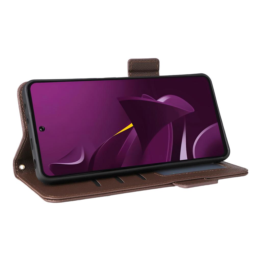 For Xiaomi Poco M7 Pro 5G Case with Wrist Strap Litchi Texture PU Leather Wallet Phone Cover