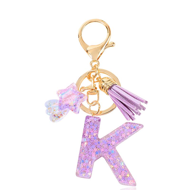 Diy A-Z Letters Keychain Metal Holder Pendent Key Chain Women Car Key Ring Simple Letter Name Key Party Gift Jewelry