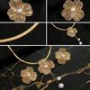 Imitation Pearl Pearl Jewelry Set Stereo Flower Flower Pendant Set  Women Jewelry