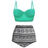 Set Bikini Două Piese cu Talie Înaltă cu Sutien cu Arcuri Curele Reglabile și Slip cu Volane pentru Femei Costume de Baie Îmbrăcăminte de Plajă