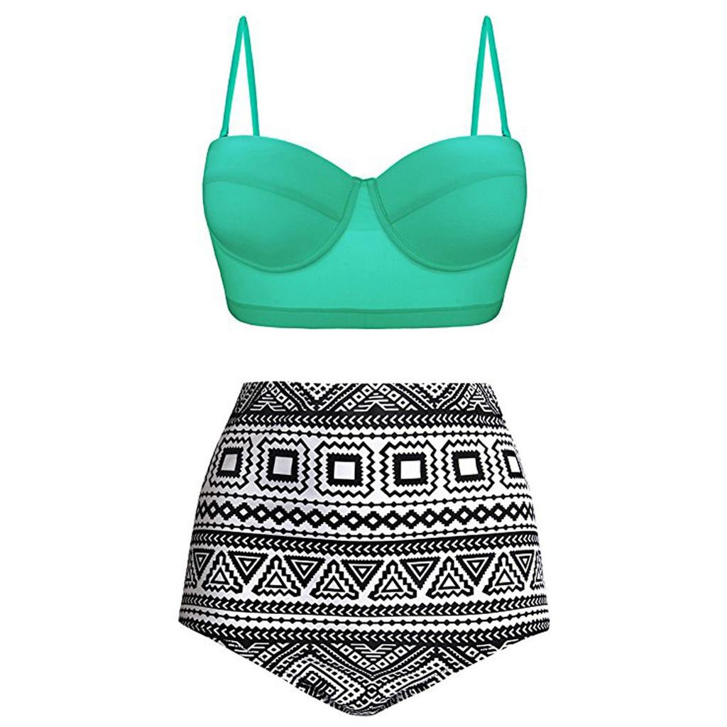 Set Bikini Două Piese cu Talie Înaltă cu Sutien cu Arcuri Curele Reglabile și Slip cu Volane pentru Femei Costume de Baie Îmbrăcăminte de Plajă