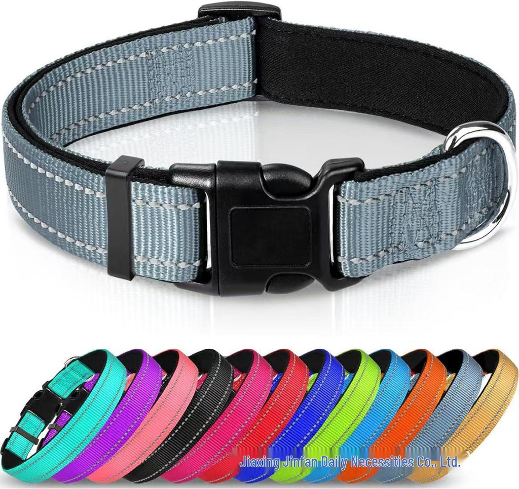 Ensemble Collier et Laisse pour Chien en Nylon Réfléchissant Réglable et Respirant - Taille Moyenne