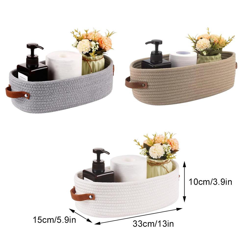 Nordic Cotton Rope Woven Storage Baskets Oval Bathroom Storage Basket Desktop Sundries Sundries Key Cosmetics Storage