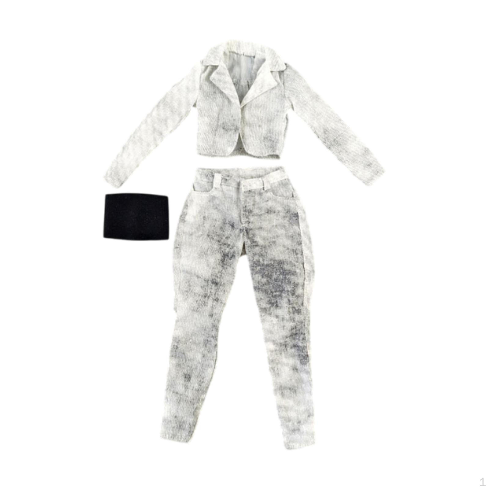 

Масштаб 1/6 куртка, штаны и топ для мини-фигурки аксессуары одежда White Black