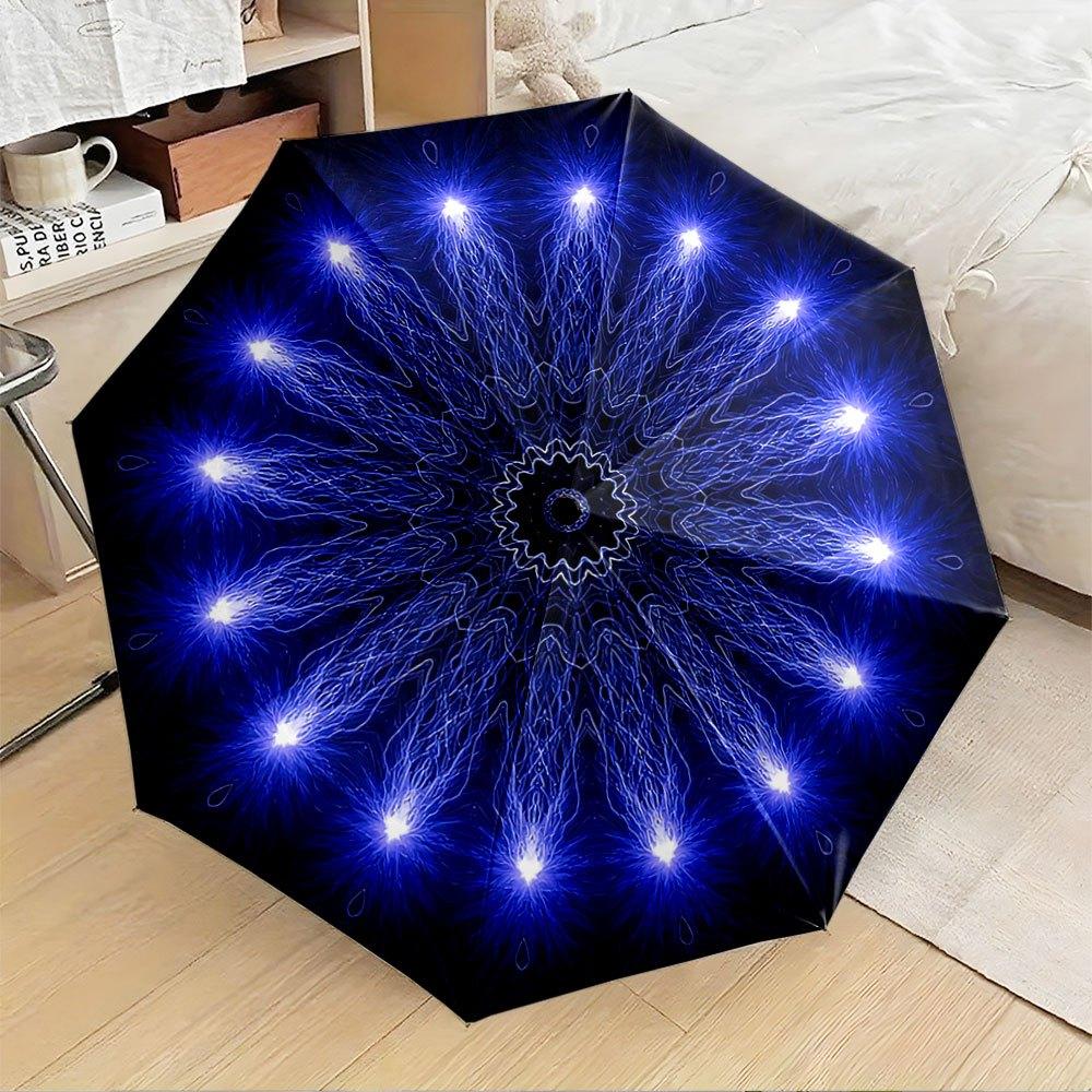 

Automatic Folding Umbrella Radiating blue electric-like pattern with bright glowing nodes. Portable collapsible design, casual Iron&8K