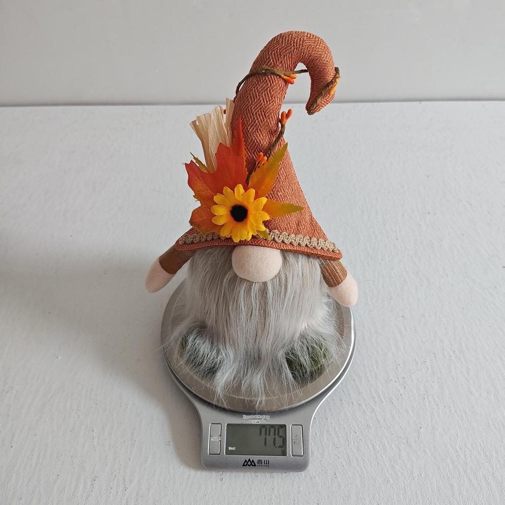 Haobei Thanksgiving Harvest Decor: Maple Leaf & Sunflower Beanie with Rudolph Light-Up Gnome