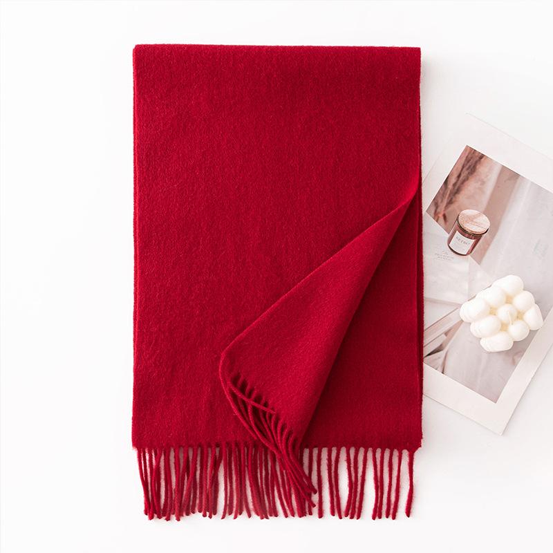 Autumn and Winter New Solid Color Scarf for Women Versatile Neck Scarf Thickened Warm Shawl Simple Tassel