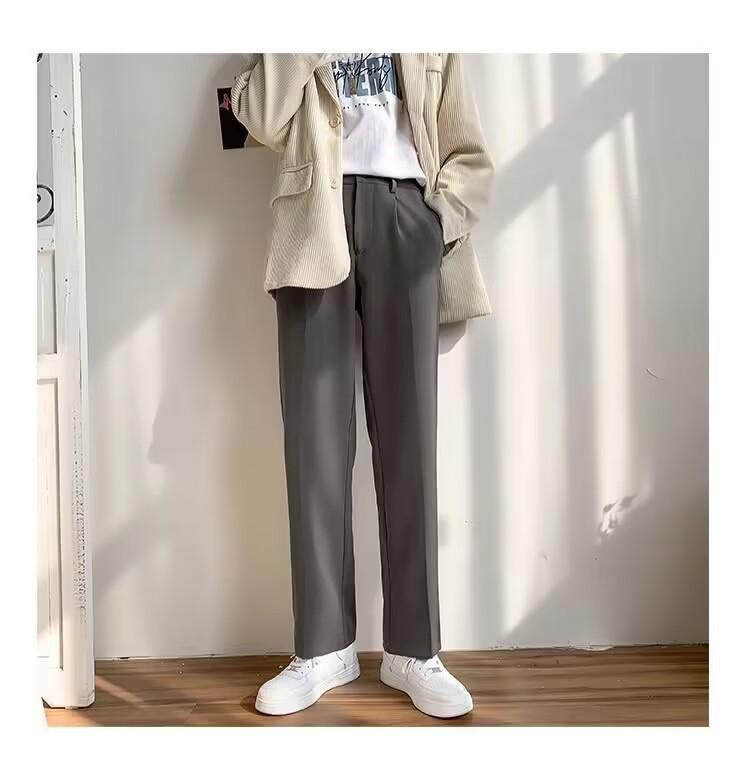 

Мужские свободные брюки прямого покроя в корейском стиле с драпировкой на весну/лето — повседневная и официальная одежда XXXL