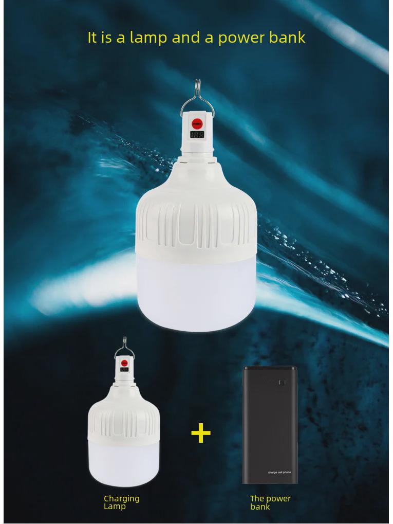 Rechargeable LED Emergency Light with Digital Display for Outdoor Night Stalls