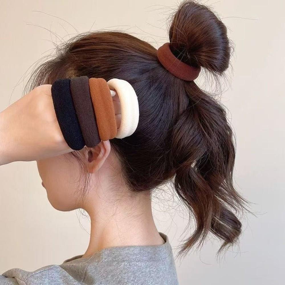 5PCS New Mix Color Hair Ties High Elasticity Styling Decoration Scrunchies Bold Thickened Ponytail Holder for Women Girls