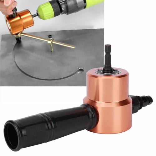 Sheet Metal Nibbler, 2-Flute Cutting Tool for Power Drills, with Bendability and Straight Cutting Capability, and a Handle for Extended Use, Ideal for