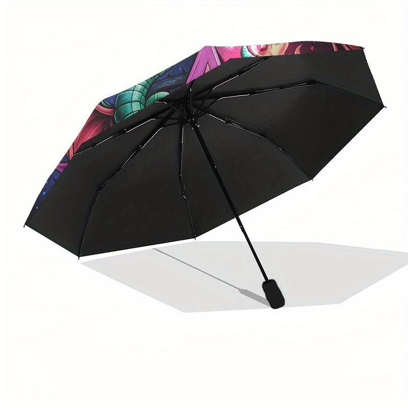 Dragon Pentagram Neon Art PrintUmbrella, Portable 3-Fold Umbrella for Men & Women,Christmas Gift ES335