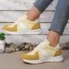 Fashion Striped Women's Lightweight Sneakers Soft Sole Non Slip Casual Sports Shoes Woman Spring Autumn Lace Up Yellow Sneakers