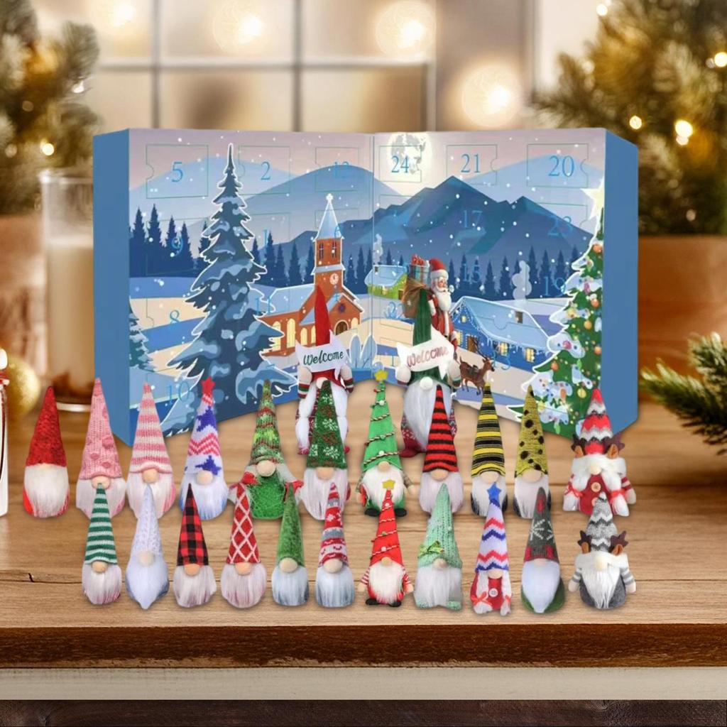 Weihnachts-Adventsspielzeug 24 Tage Countdown-Kalender Adventsfiguren Feiertags-Heimdekoration Puppe für Frauen Männer Kinder Kinder Erwachsene