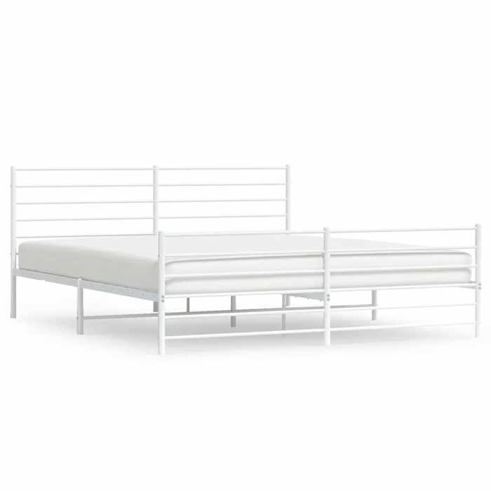 VidaXL Metal Bed Frame with Headboard-Footboard White 193x203cm 352392