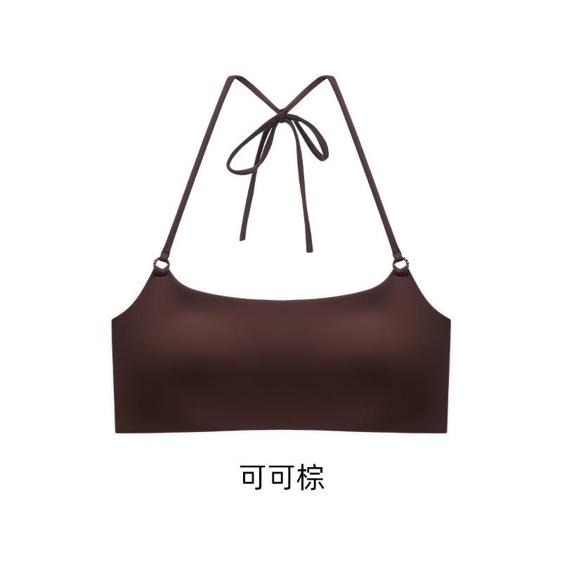Women Halter Neck Backless Invisible Seamless Thin Strap Push Up Bra