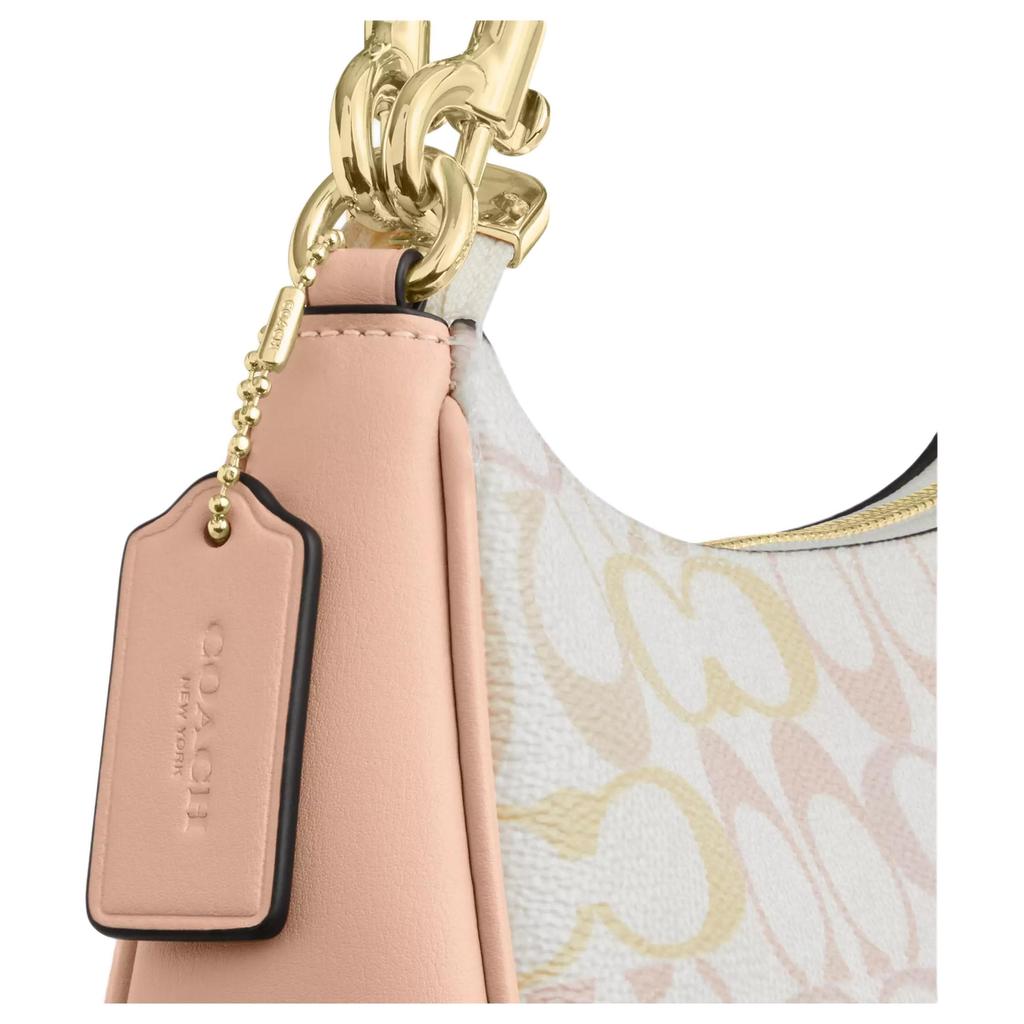 Coach Teri 24 Allover Print Zip Closure Design Coated Canvas And Leather Shoulder Bag Medium Women shoulder bag Pink CDZ05-IMM8C