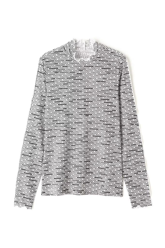 PEARLY GATES Women's Long Sleeve High Neck Shirt (Striped Anti-Logo) / Golf Undershirt / 055-4266800 031_White Anti-Logo Pattern Size 0 [S]