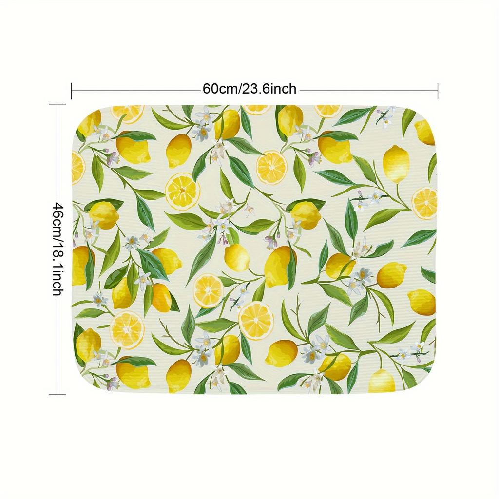 1Pcs Lemon Printed Rubber Drying Mat For Coffee Shop Kitchen Carpet Tableware Durable Diatom Mud Table Mat Pet Coffeeware Mat