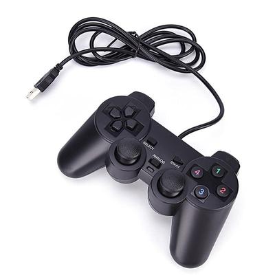Black USB Dual Shock PC Computer Wired Gamepad Game Controller Joystick ESN