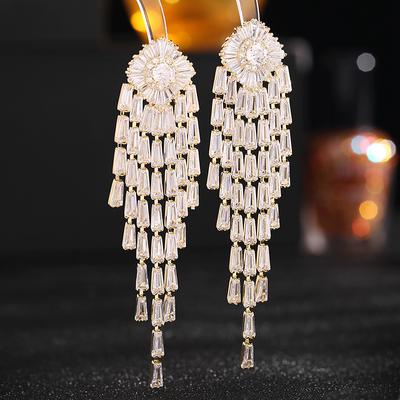 Earrings Women's Inlaid Cubic Zirconia Tassel Earrings Jewelry For Women