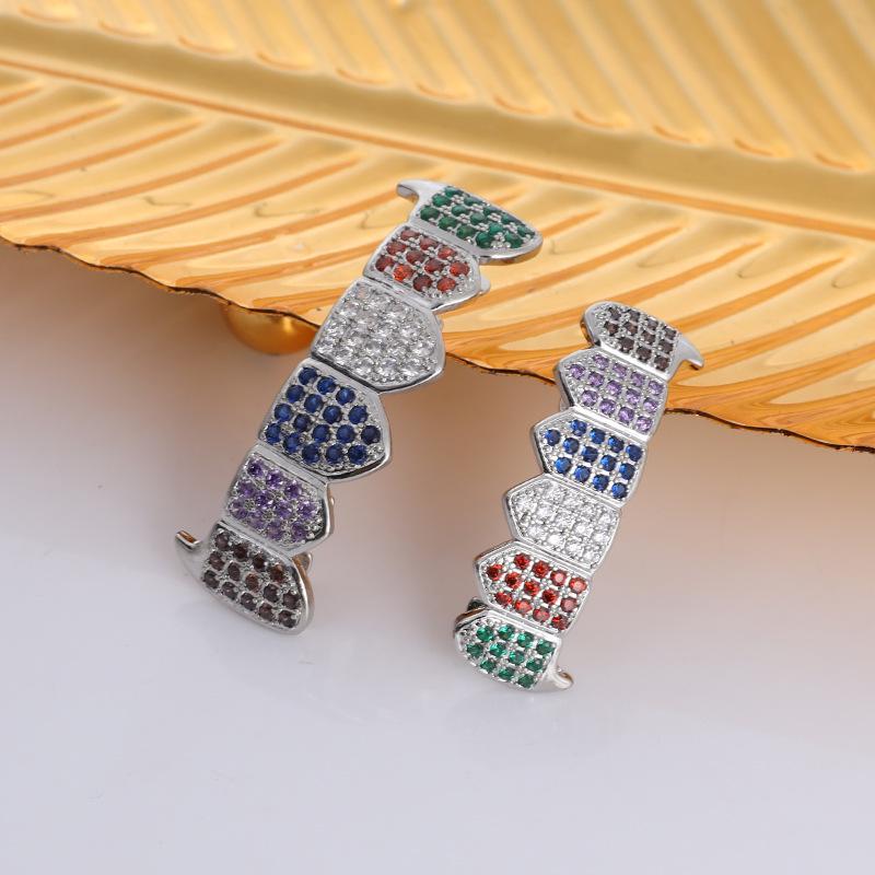 

Colorful Zircon Halloween Hip Hop Grillz with Inlaid Zircon on Copper