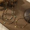 New Chinese Czech Beaded Sunflower Pendant Necklace Retro Ethnic Style Colored Natural Stone Long Sweater Chain