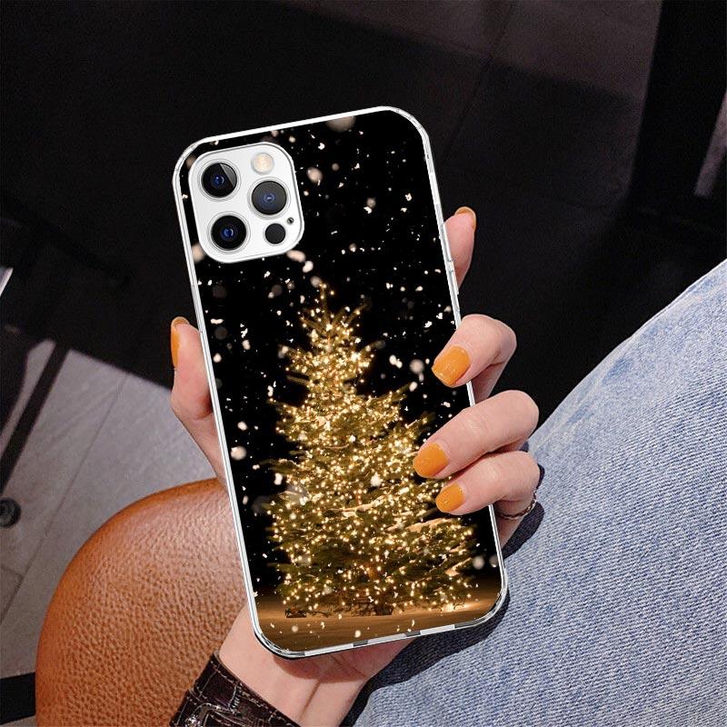 Merry Christmas Tree Snow Phone Case For iPhone 17 Air 16 Pro Max 16E 15 + 14 Plus 11 12 13 Mini 7 8 SE Gift Print Cover Fundas