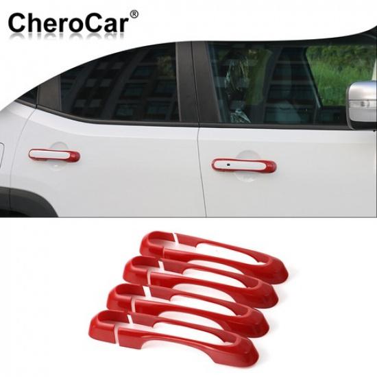 8XRed Door Handle Erts Cover Trim Bezel Ring For Jeep Renegade 2016-