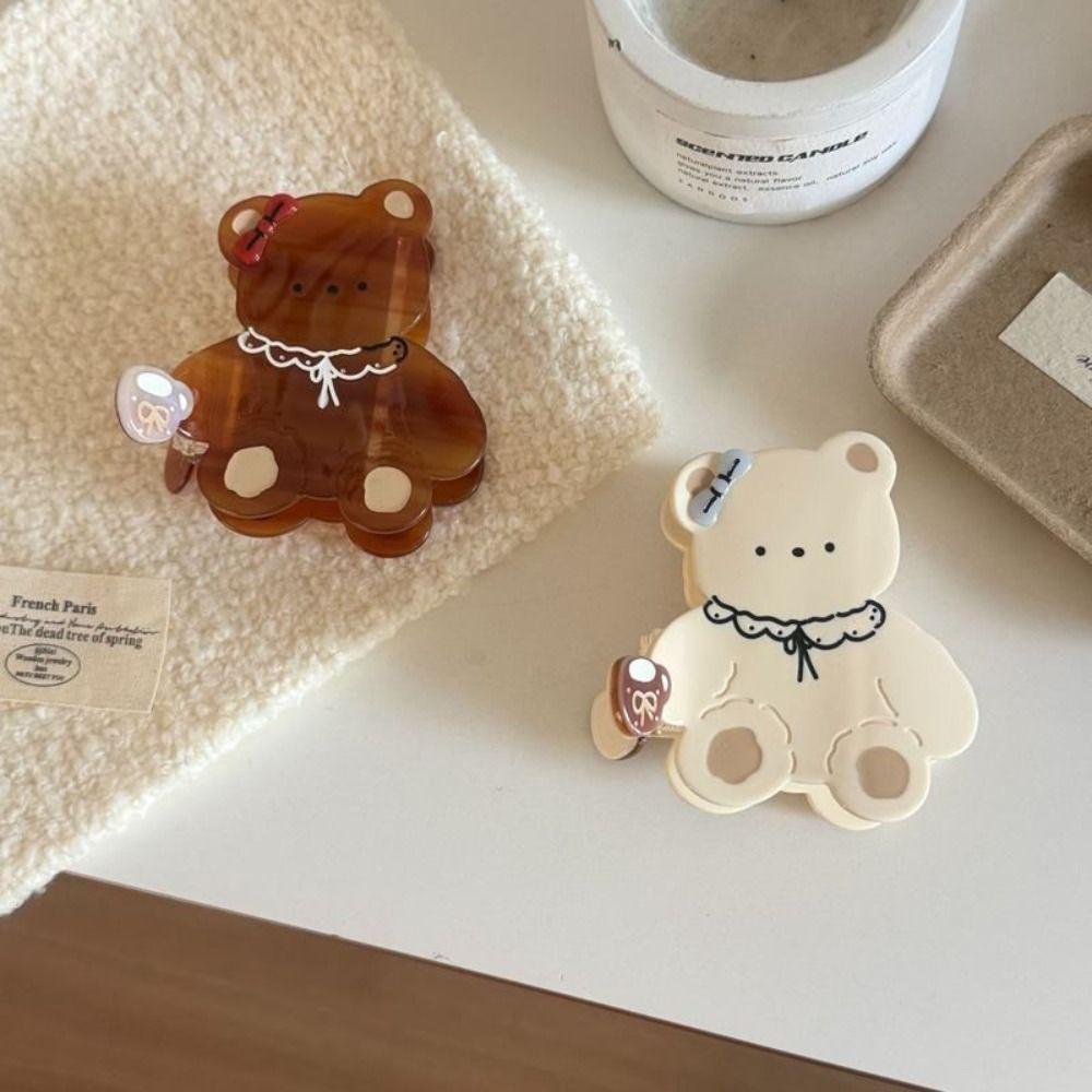 Sweet Acetic Acid Hair Claw Kawaii Hair Clip Trendy Cartoon Bear Shark Clip  Daily