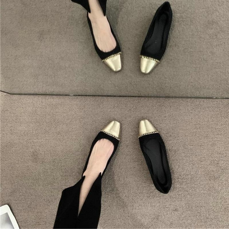 Fashion Flat Shoes for Women 2025 Spring and Autumn French Chain Fashion Boat Shoes Plus Size Women's Shoes 42 43 44 Loafers Women